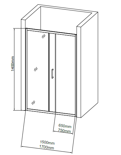Душевая шторка на ванну (170х140) Grossman GR-170/2 хром, неподвижная